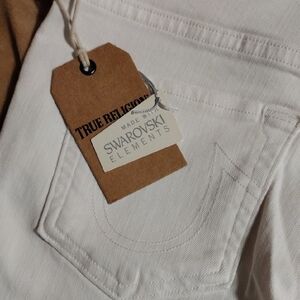 True Religion White jeans With Swarovski Elements. Super Skinny 29